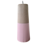 Rustik Lys - Outdoor Pillar Candle Grooved Pastel pink / taupe L B-choice