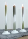 Dinner candle Dip dye olive-mint s/3