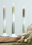 Dinner candle Dip dye olive-mint s/3