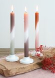 Dinner candle Dip dye pink-olive s/3